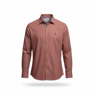 Original Penguin Shirt Men's Medium Red Check Long Sleeve Button Up